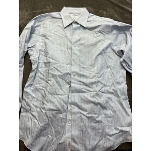 Brooks Brothers 346 Mens Dress Shirt 15.5 32 Regular Fit Blue White Stripe